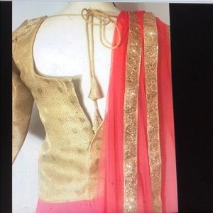 Pink gold Indian ethnic bollywood lehenga choli